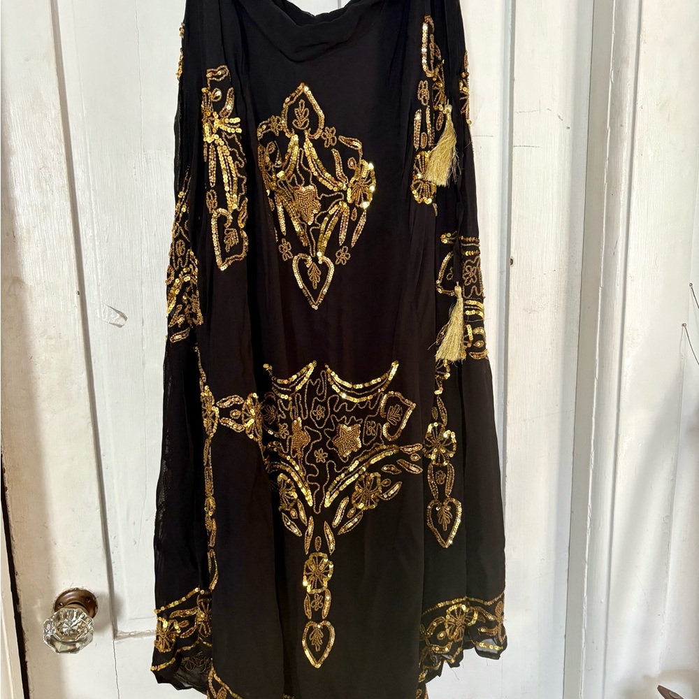 Soft Surroundings Black and Gold A-Line Skirt